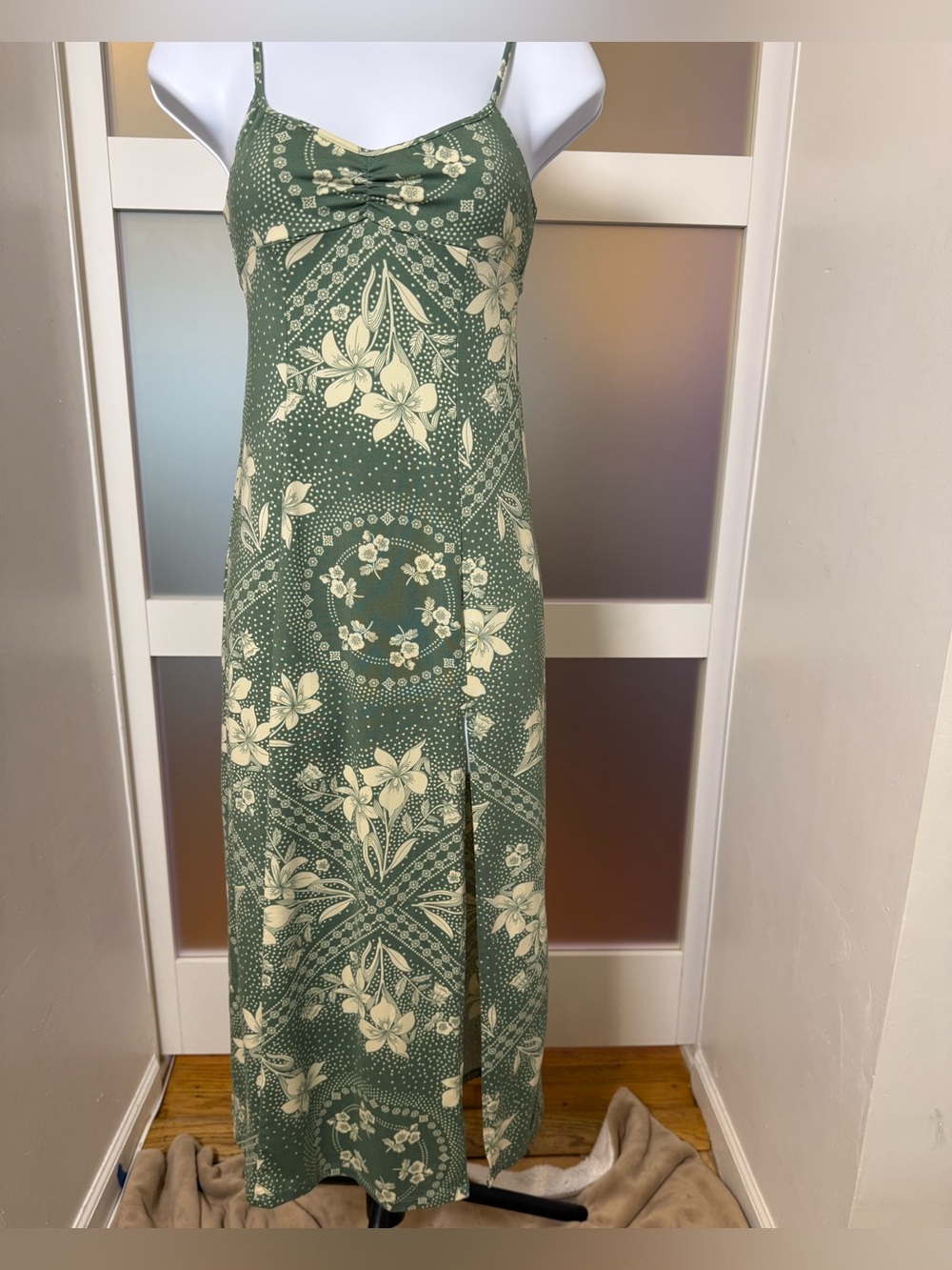 Urban Outfitters Boho Green Floral Slip Midi Dress, XS
